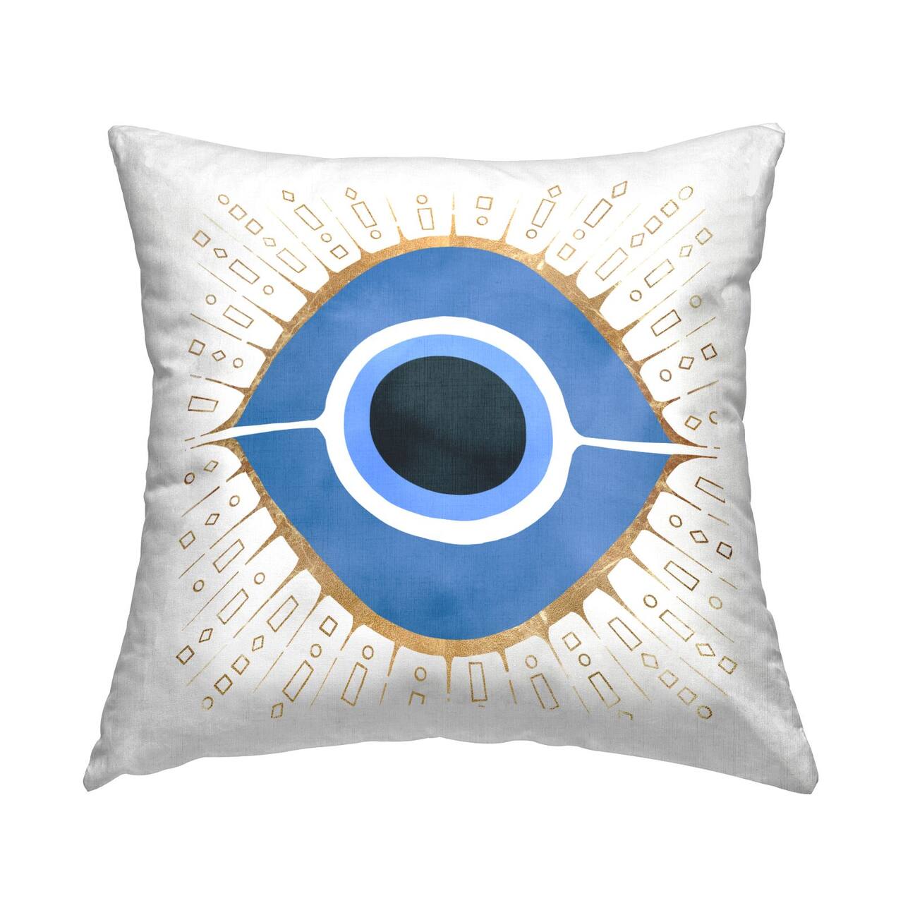 Stupell Industries Blue Spiritual Evil Eye Pattern Symbol Throw Pillow, 18" x 18"
